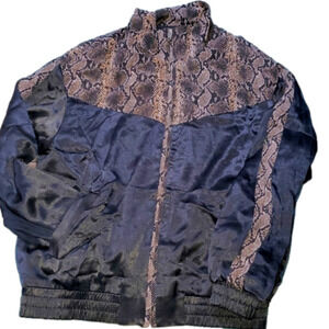 Black Jacket with Brown Snake Skin Print - New - S